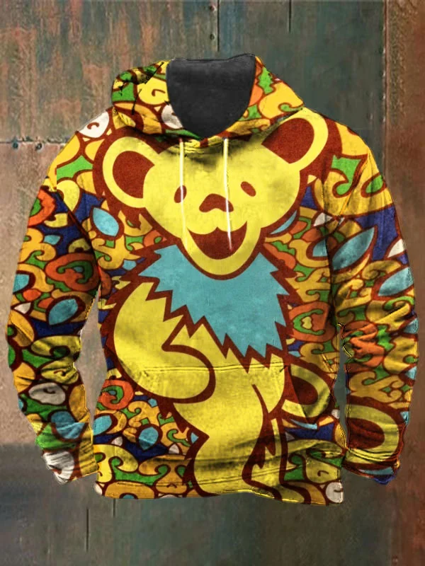 Unisex Bear Print Heavyweight Hoodies
