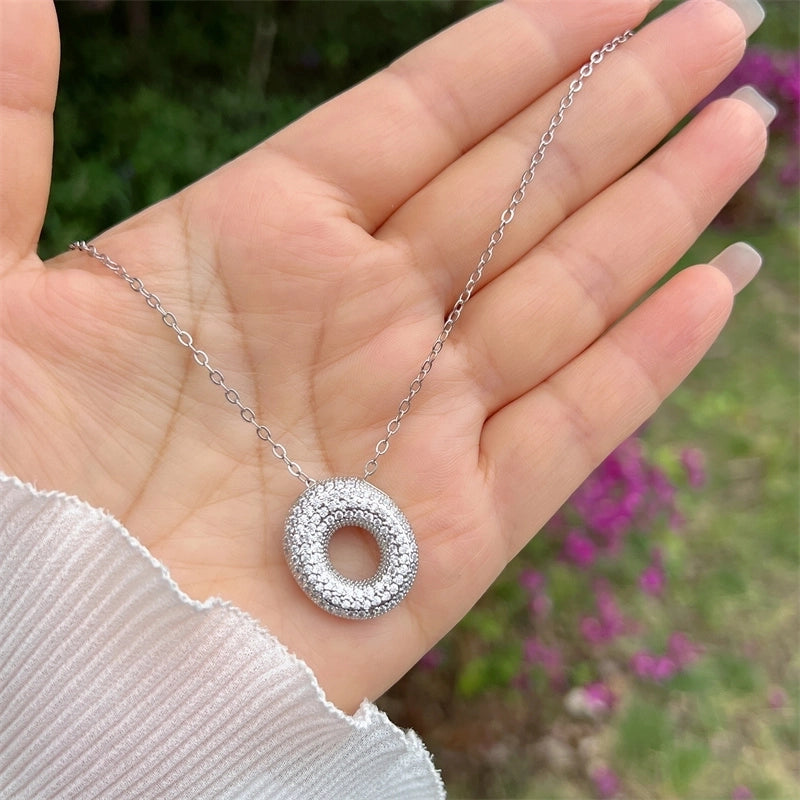 Copper 18K Gold Plated Hip-Hop Minimalist Classic Style Polishing Inlay Letter Zircon Pendant Necklace