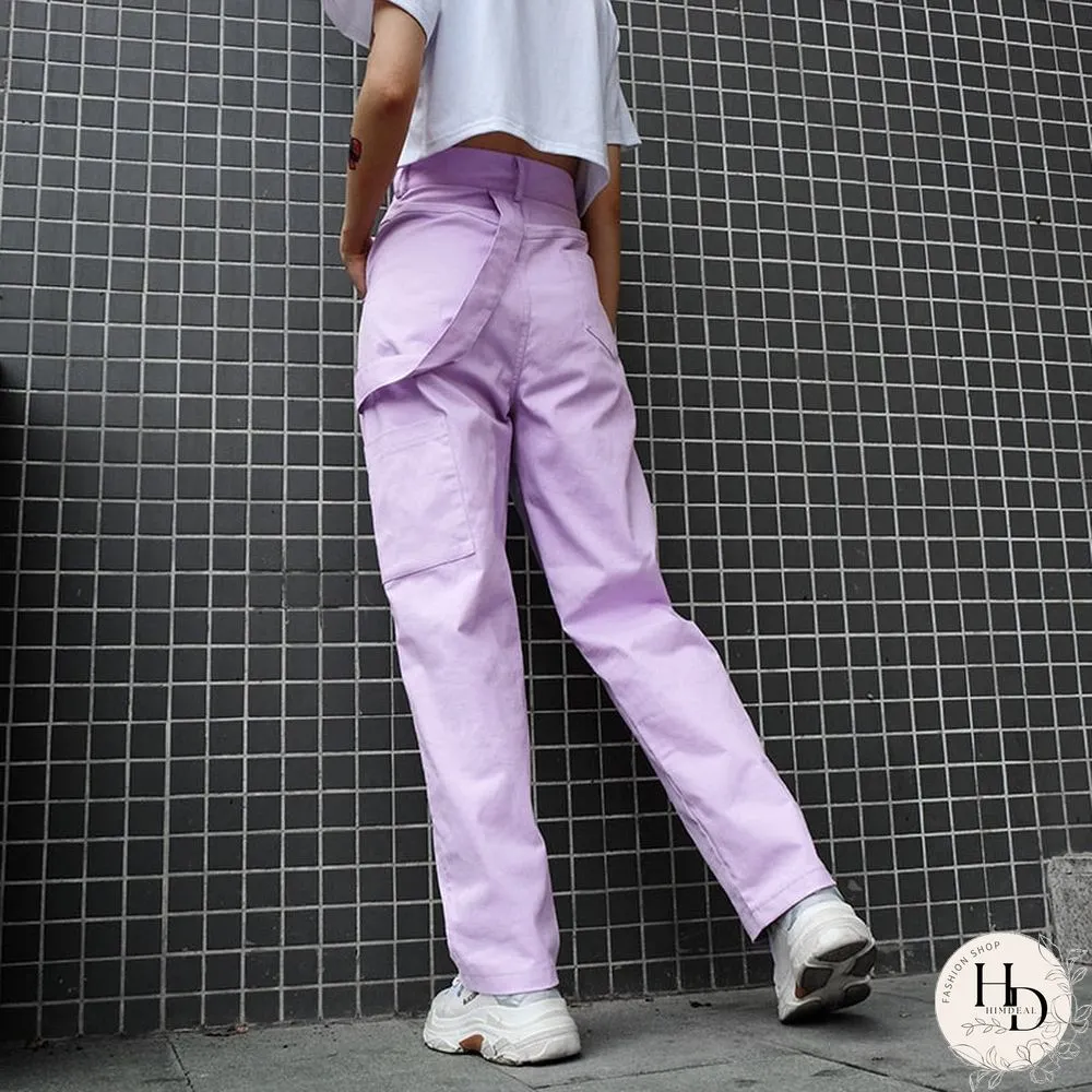 Weeekeep Loose High Waist Womens Pants Cotton Full Length Trousers Women Fashion Stretch