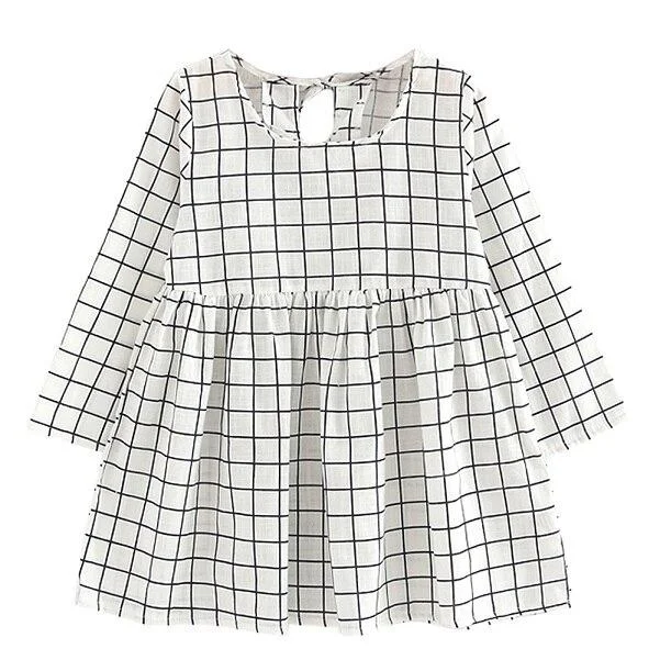 Summer Girl Dress Kids Children Dress Girls Long Sleeve Plaid Dress Soft Cotton Summer Princess Dresses Baby Girls Clothes