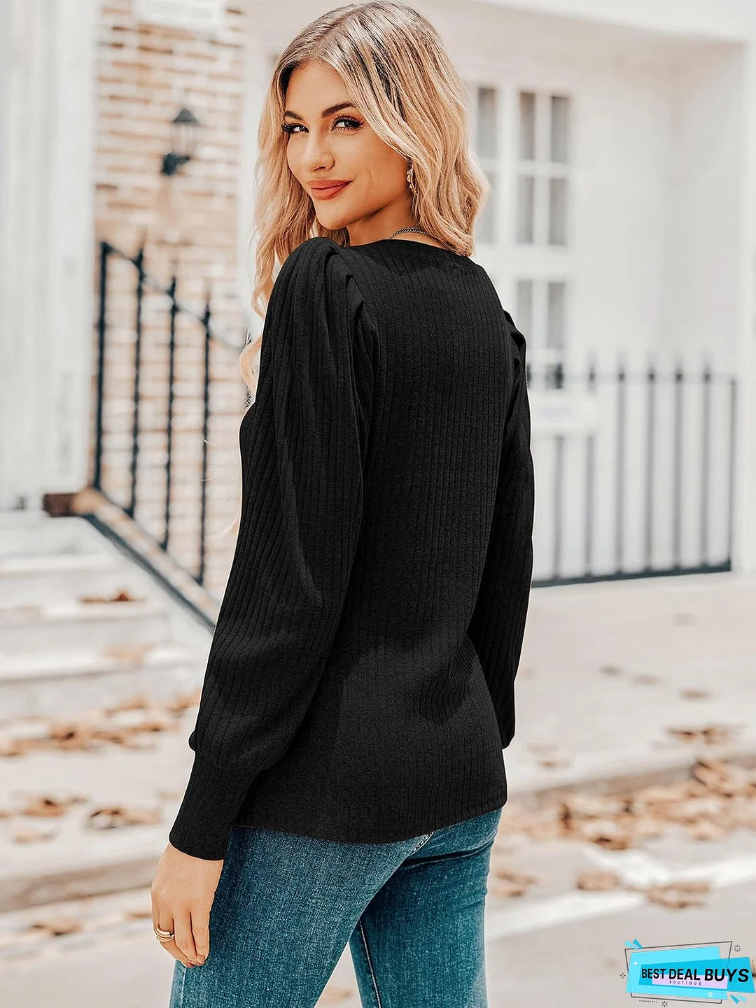 Ruched V-Neck Long Sleeve Top