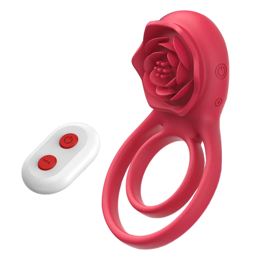 Rose Vibrating Cock Ring with Clitoral Stimulation for Couples