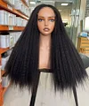 5x5 Lace Closure Wig Kinky Straight Wig 24inches Black Hair Pre Plucked Human Hair Wig