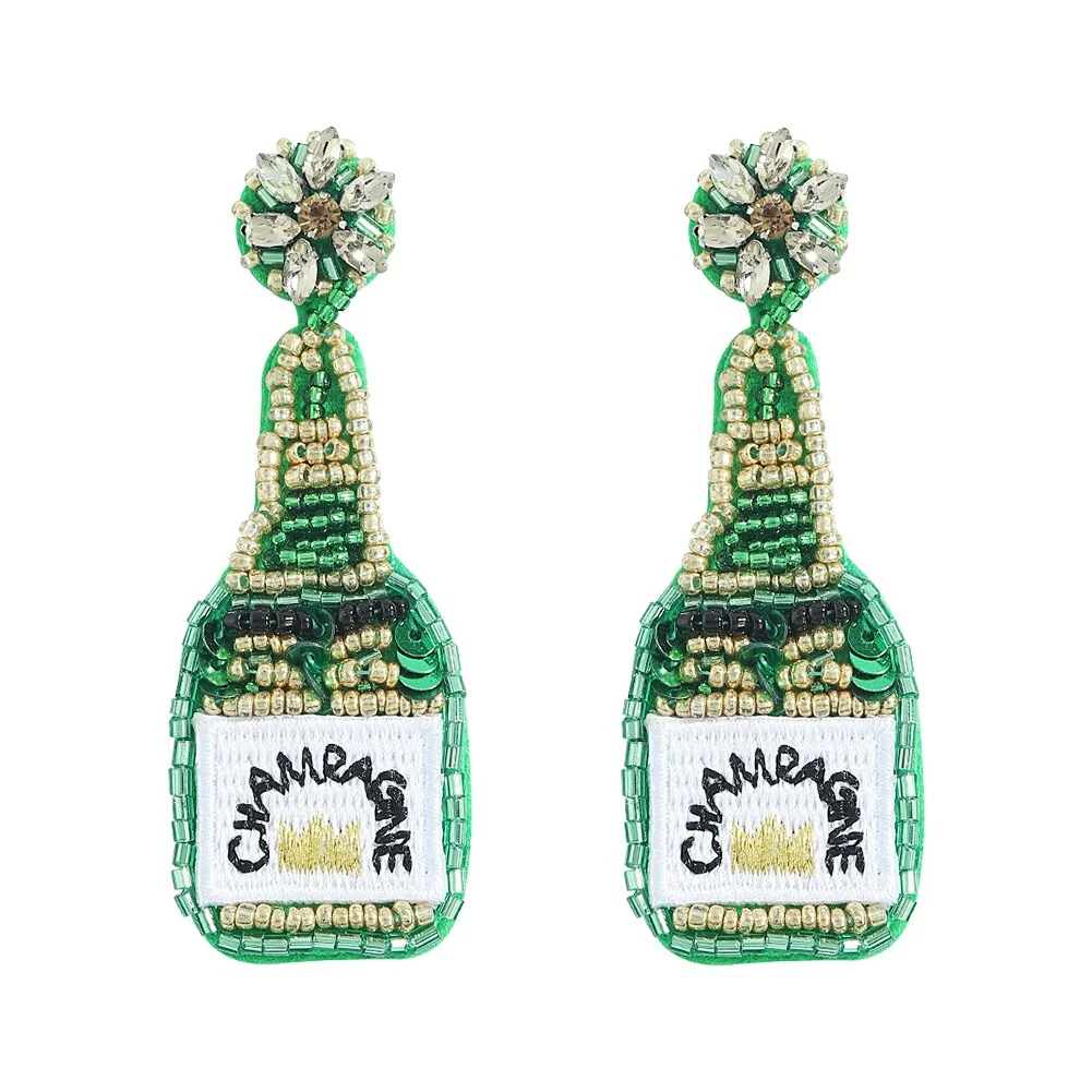Dvacaman INS Fashion Green Color Beaded Cactus Drop Earrings for Women Boho Weave Rattan Cactus Round Earrings Statement Jewelry