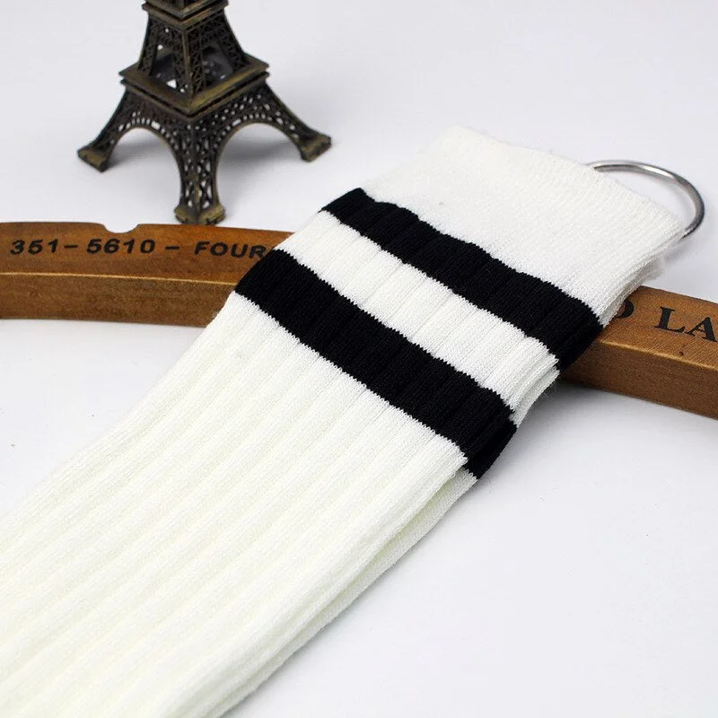 Stockings Women Striped Knitted Warm Winter Elasticity Kawaii Japanese Style Thigh High Womens Stocking All-match Simple daily