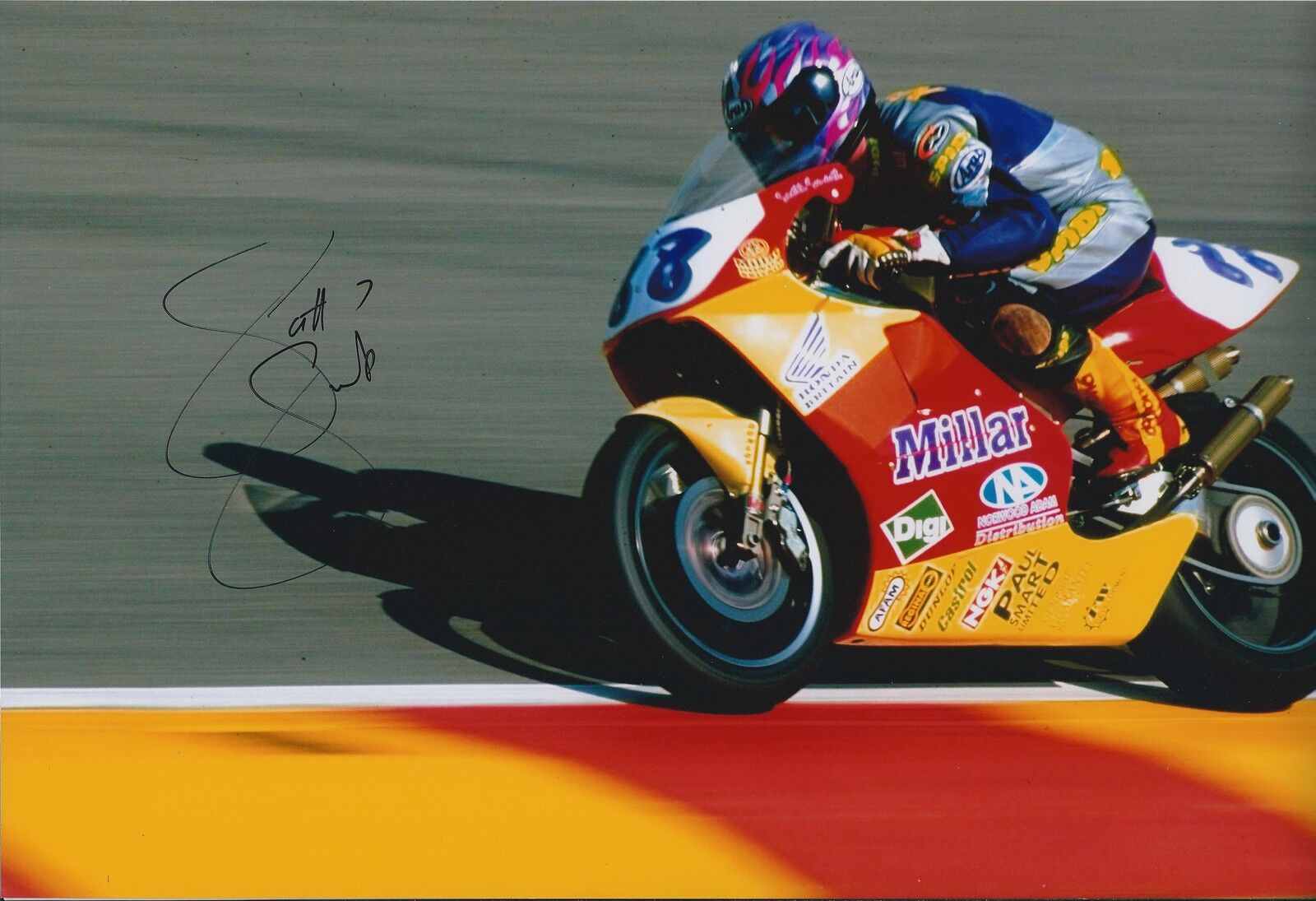 Scott SMART SIGNED HONDA Rider 12x8 Photo Poster painting AFTAL COA Autograph Superbikes