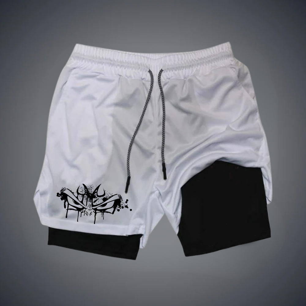 Men's Anime Print Double Layer Gym Shorts