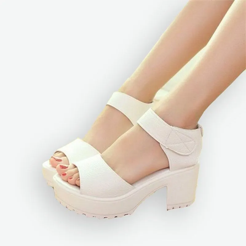 shoes woman 2021 summer woman sandal high-heeled shoes thick heel open toe platform sandals platform white