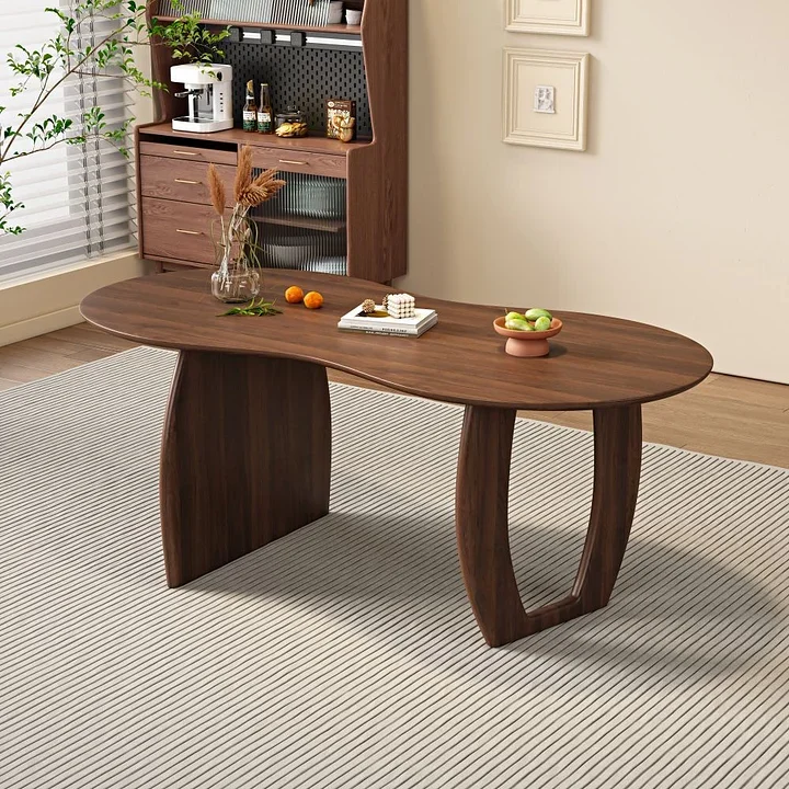 Classic Medium Wood Natural Wood Dining Table For 6 ,55"