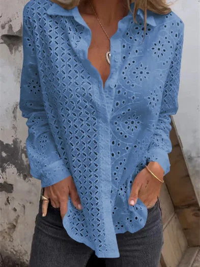 Style & Comfort for Mature Women Women's Hollow Out Print Shirt