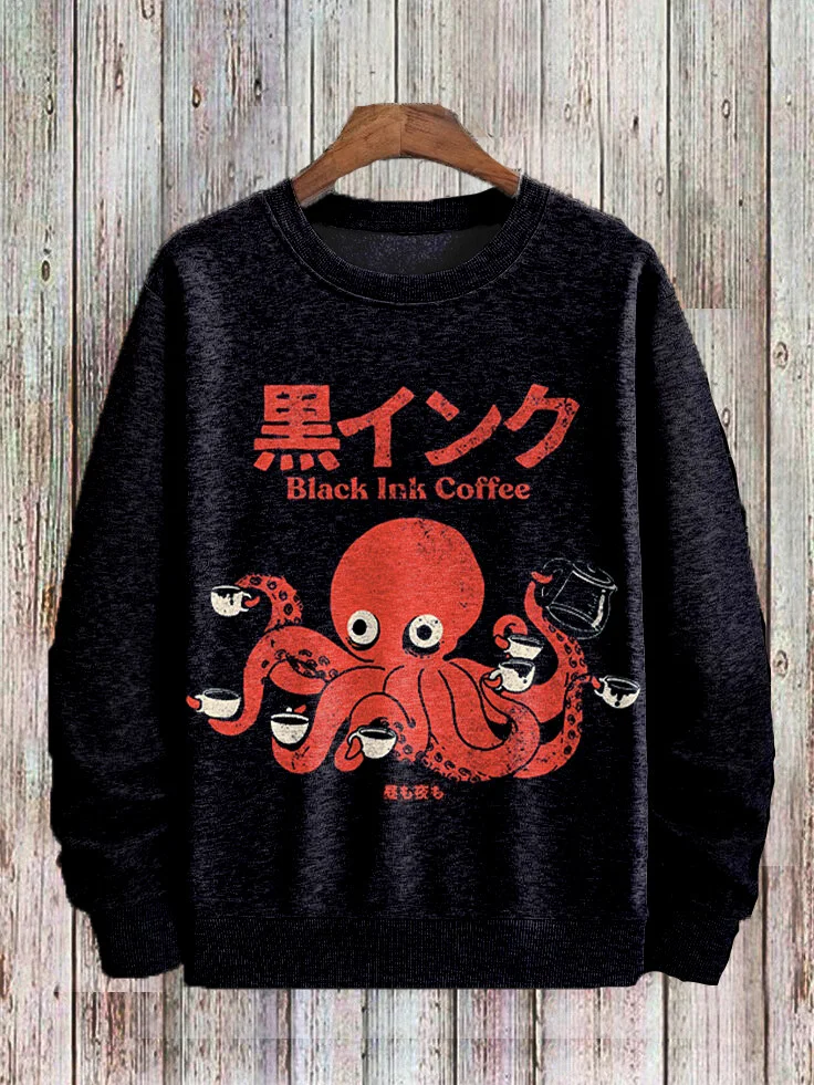 Men's  Japanese Octopus Art Print Casual Sweatshirt