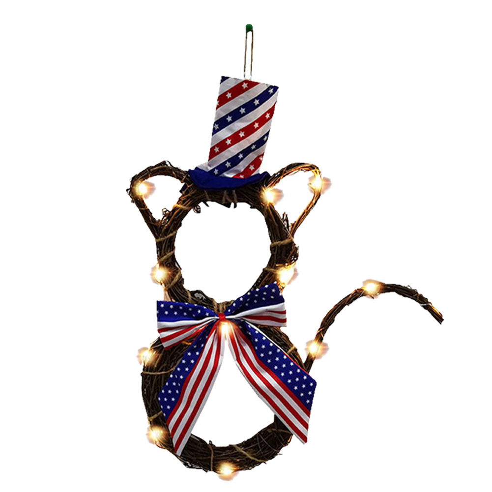 

America Independence Day Wreath Strip LED Lights DIY Cat Shaped Ring Lights, 501 Original