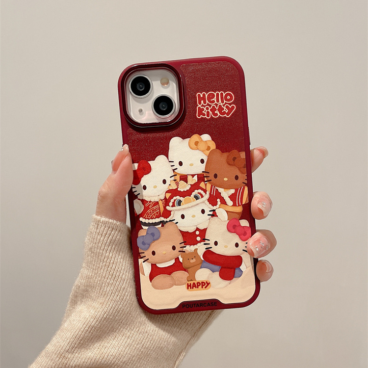 Kawaii Cartoon Happy KT Magnetic Stand Phone Case