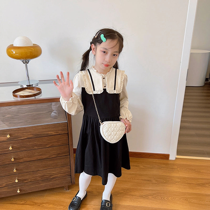 Kid’S Small Pu Leather Solid Color Cute Heart-shaped Zipper Crossbody Bag