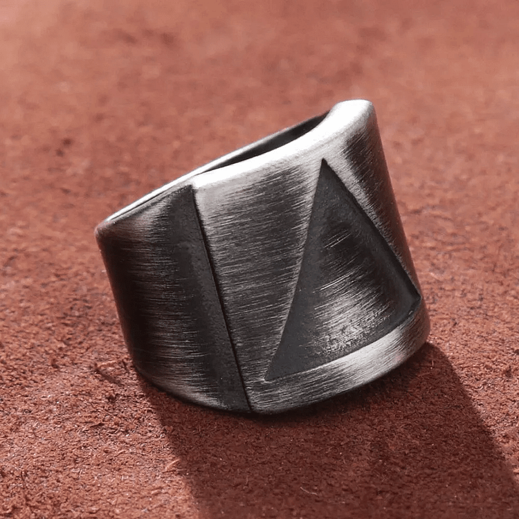 Coutureaura Vintage Valknut Triangle Cutout Biker Ring