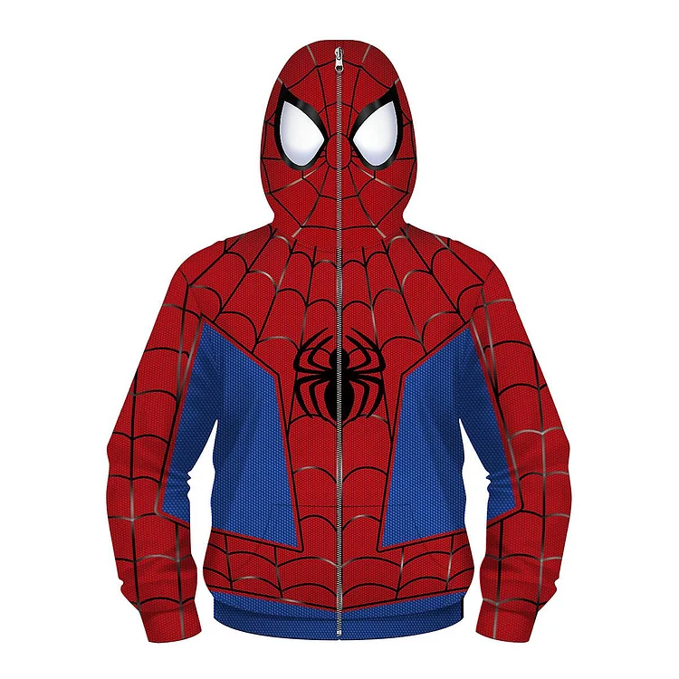 Boys Spiderman Hoodie Marvel Superhero Sweatshirt Full Zip Jacket For Kids Teens