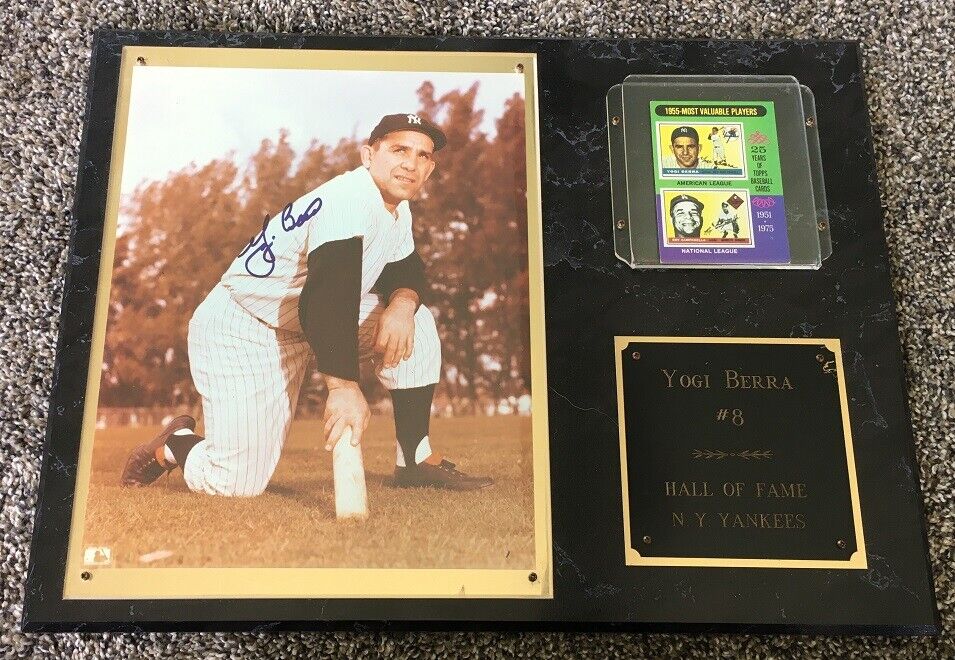 *YOGI BERRA*SIGNED*AUTOGRAPHED*PLAQUE*Photo Poster painting*NEW YORK*YANKEES*MLB*HOF*12X16