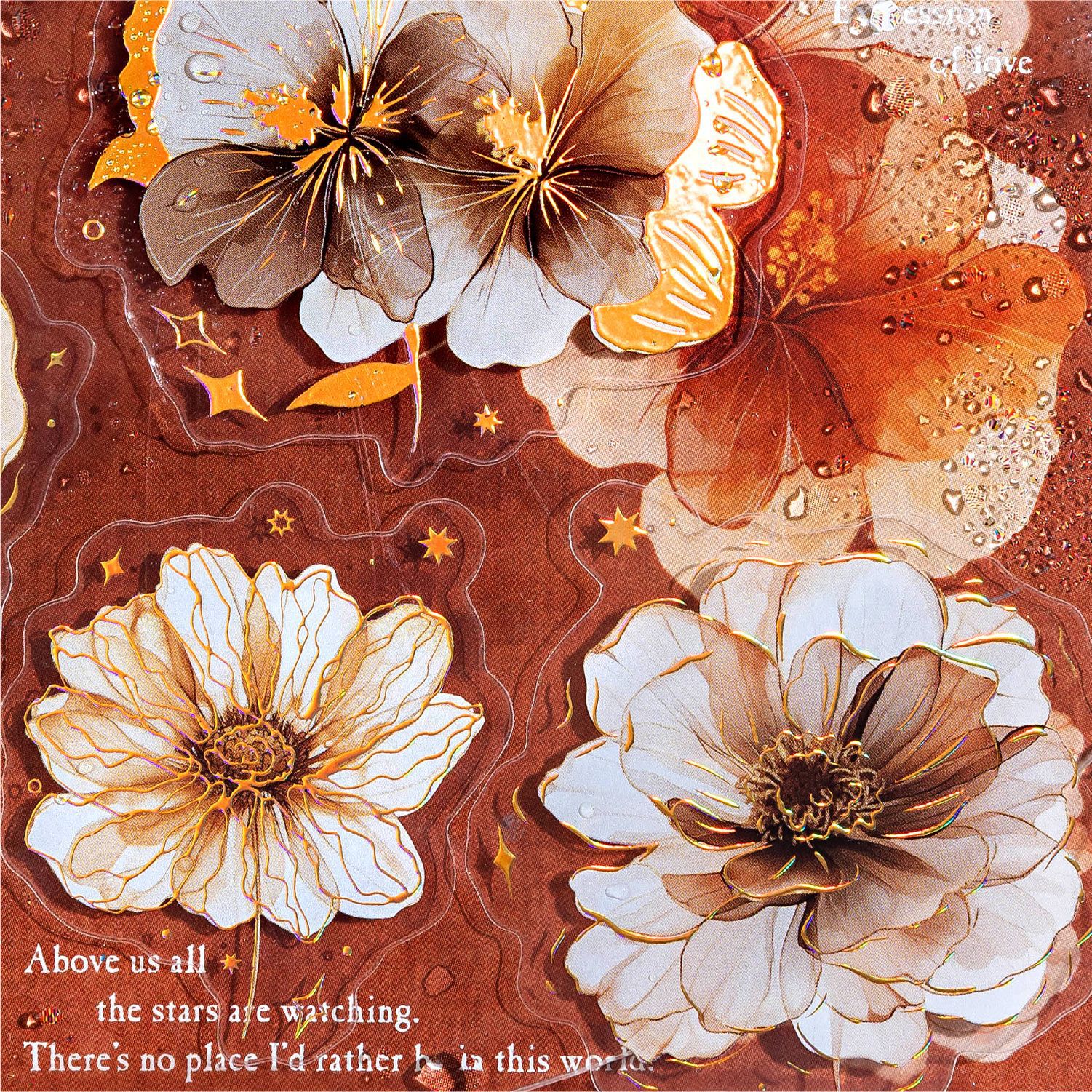 PET 스티커 - 프래그먼트 커피 시리즈 빈티지 꽃