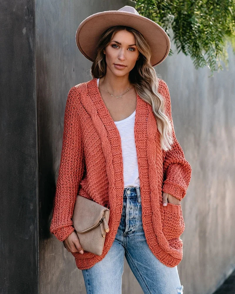 Fitshinling Batwing Sleeve BOHO Knitted Cardigan Pockets Holiday Oversize Winter Coat Twist Loose Vintage Long Cardigans Women
