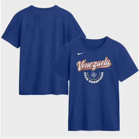 Men's Venezuela Baseball Royal 2026 World Baseball Classic Champions Arched Logo T-Shirt