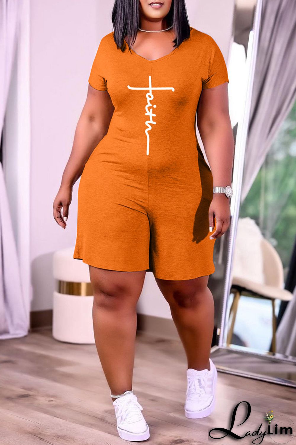 Blue Fashion Casual Print Basic V Neck Regular Jumpsuits