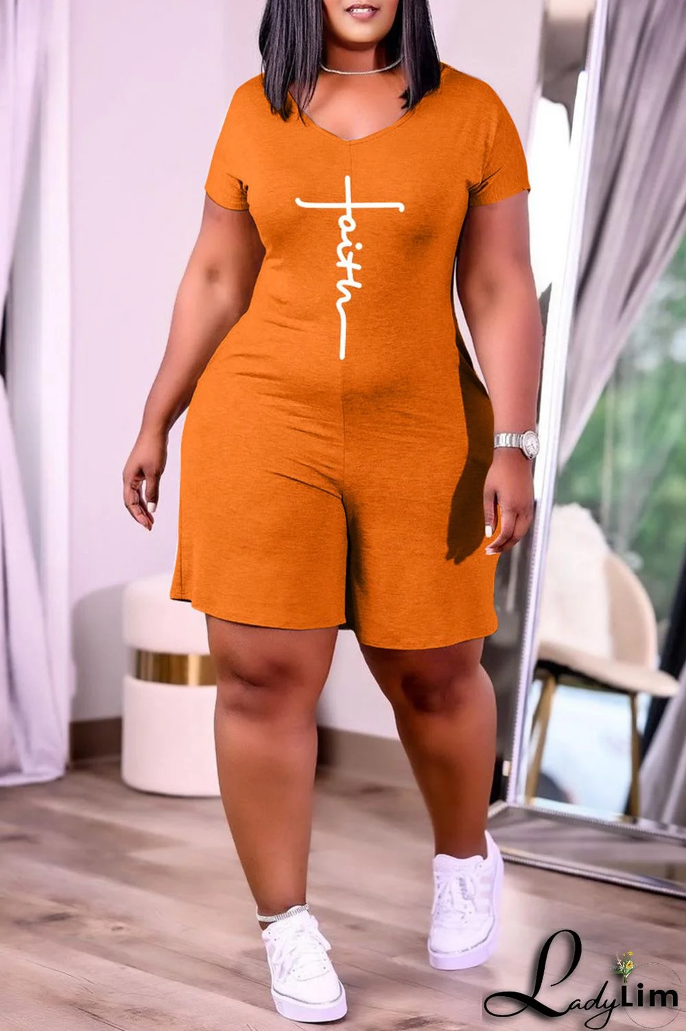 Blue Fashion Casual Print Basic V Neck Regular Jumpsuits