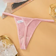Akayes Women Sexy Panties Screw Thread Cotton Thongs Female Thin Belt G-strings Underwear Soft Breathable T-back Solid Lingerie