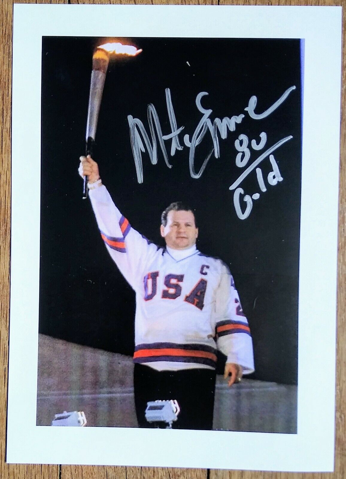 MIKE ERUZIONE AUTOGRAPHED 5X7 Photo Poster painting - MIRACLE ON ICE USA MEN'S OLYMPIC HOCKEY