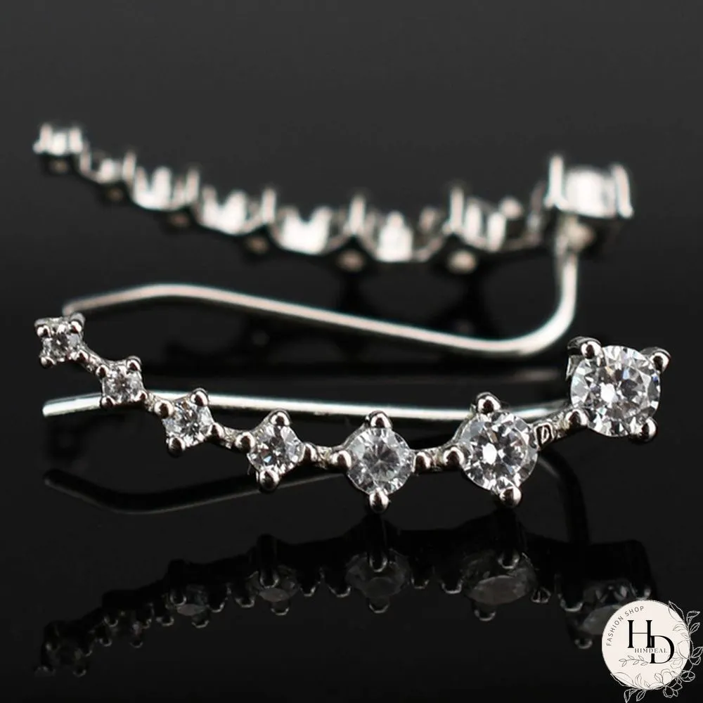 7 Crystals Ear Cuffs Hoop Climber Fashion Party Earrings Hypoallergenic Earring