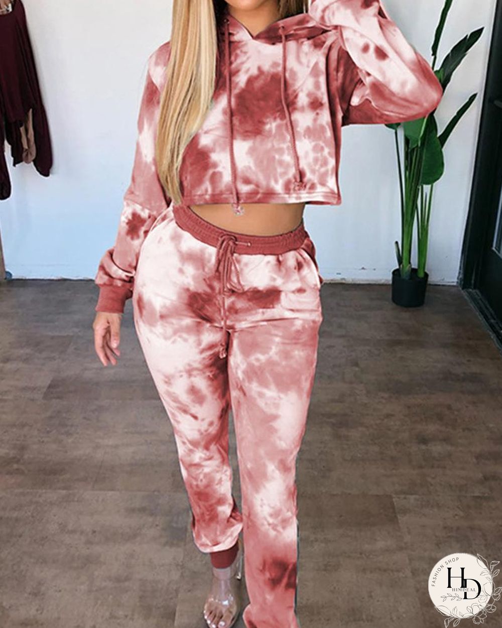 Tie Dye Long Sleeve Hooded Sports Suit Sets