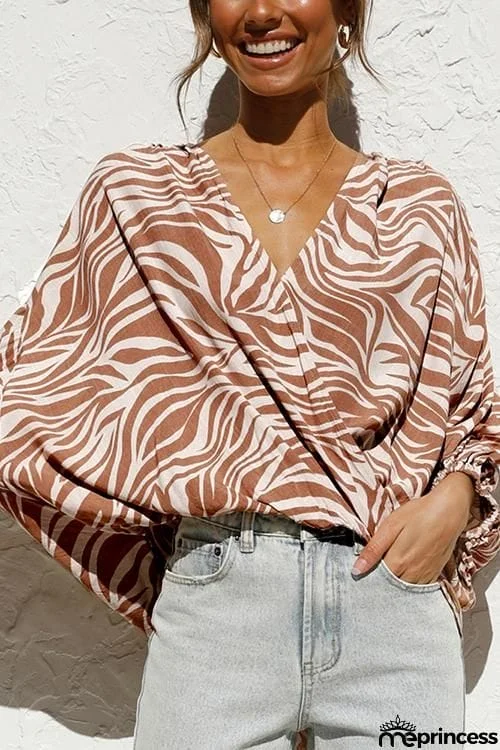 Zebra Cross Over Bat Blouse