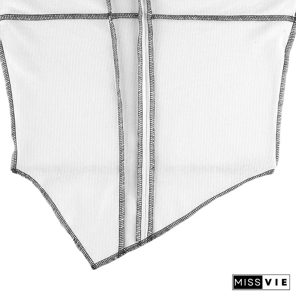 Y2K Korean Sexy Split Line Tops Tee Retro Grunge Chic Patchwork Slim Shirts Autumn Solid Long Sleeves Tshirt Woman