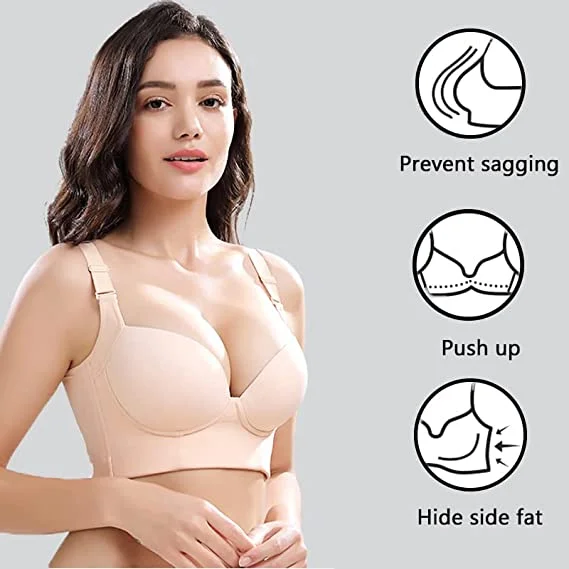 Deep Cup Bra Hide Back Fat With Shapewear Incorporated-Nude（Buy 1 Get 1 Free）
