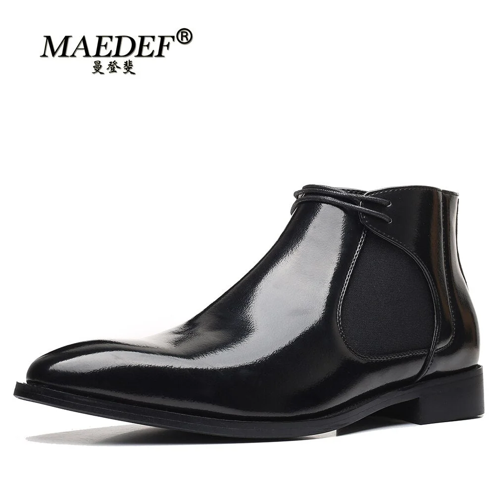 MAEDEF Men's Leather Boots Classic British Style Ankle Boot Men Casual Business Shoes Fashion Comfortable Men Boot Large Size 48