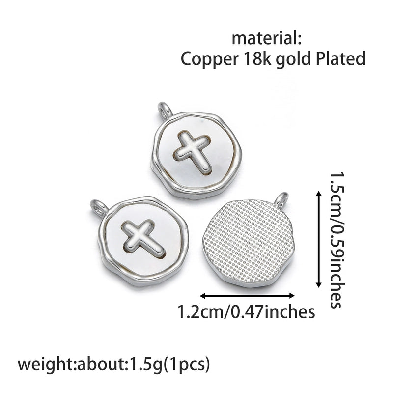 1 Piece 13 * 15mm Copper Shell 18K Gold Plated Cross Eye Polished Pendant Jewelry Accessories