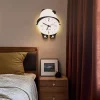 Rocking Panda Decorative Wall Clock 13.8 Inch Modern Wall Clock Large Night Light Wall Clock with Remote Control Battery Powered Large Clock Silent No Ticking