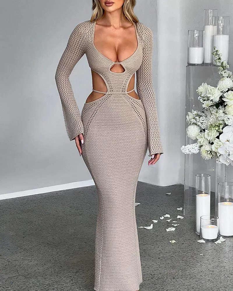 Party Cut Out Knitted Maxi Dress Party Cut Out Knitted Maxi Dress