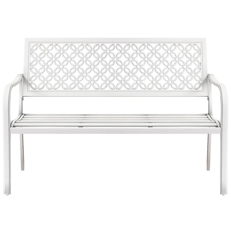 White metal patio bench hot sale