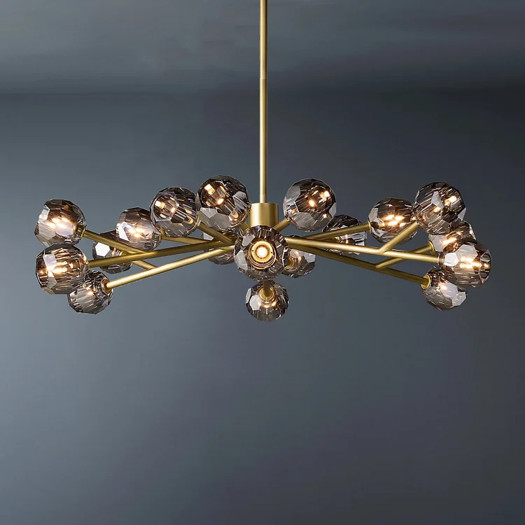 Boule De Ball Crystal Smoke Glass Round Chandelier 48" Vjlight