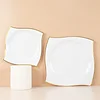 10 Pack | 10" White / Gold Wavy Rim Modern Square Plastic Dinner Plates, Disposable Party Plates