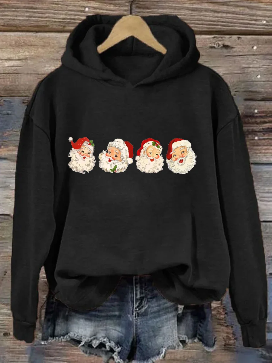 Retro Cheerful Santa Hoodie