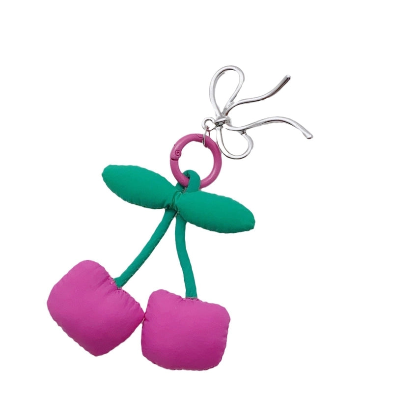 Cute Cherry Alloy Cotton Bag Pendant Keychain