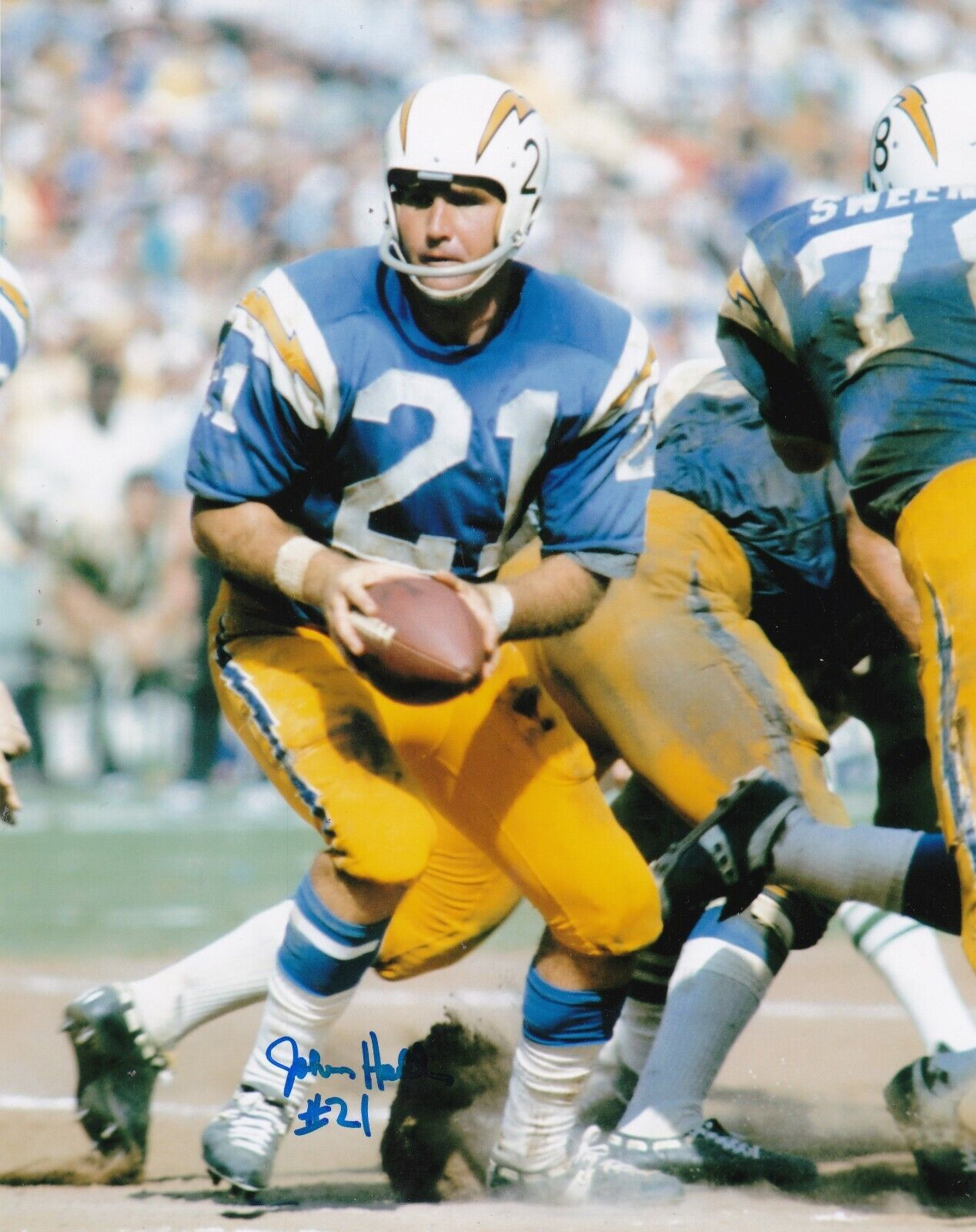 JOHN HADL SAN DIEGO CHARGERS ACTION SIGNED 8X10