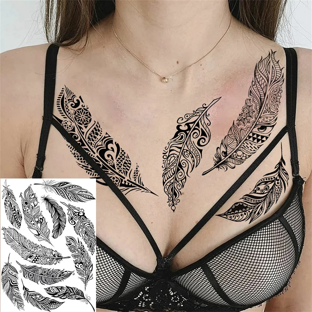 Large 3D Rose Flower Temporary Tattoos For Women Men Adults Death Skull Tattoo Sticker Peony Dahlia Black Fake Tatoos Forearm
