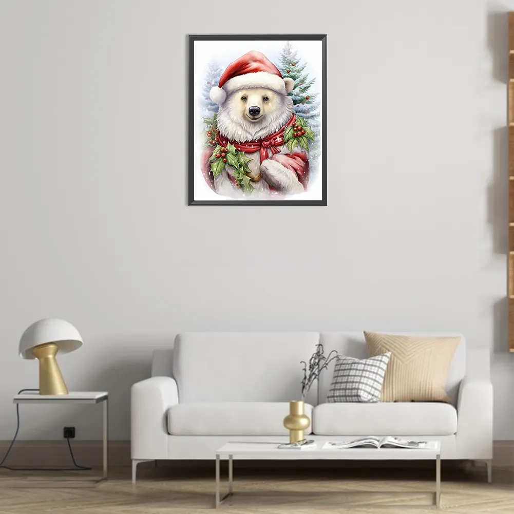 Full Round Diamond Painting 40*50cm - Christmas White Bear