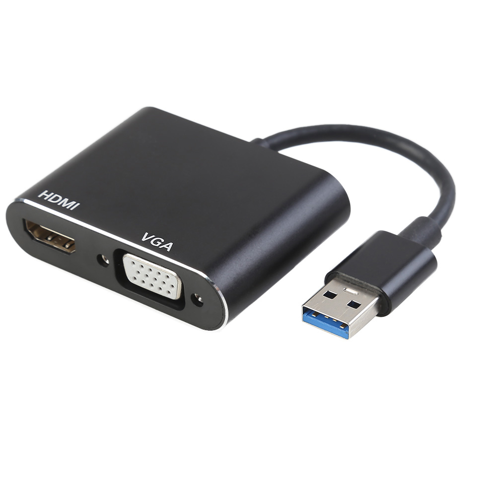 

USB 3.0 to HDMI VGA 1080P Hub Adapter Converter for Windows TV (Black), 501 Original