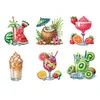 (US Only)6Pcs DIY Summer Drinks Diamond Painting Fridge Magnets Kit for Art Crafts Gift