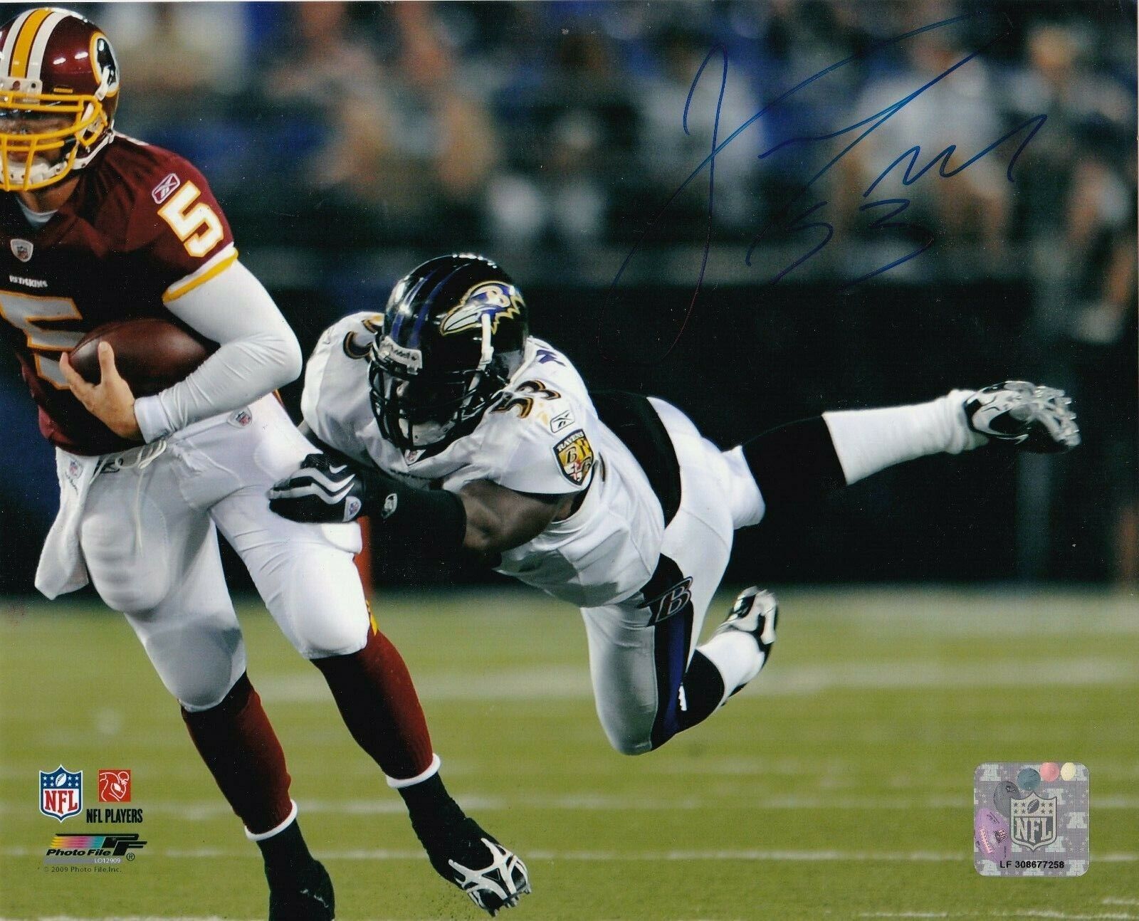 JAMEEL MCCLAIN BALTIMORE RAVENS ACTION SIGNED 8X10