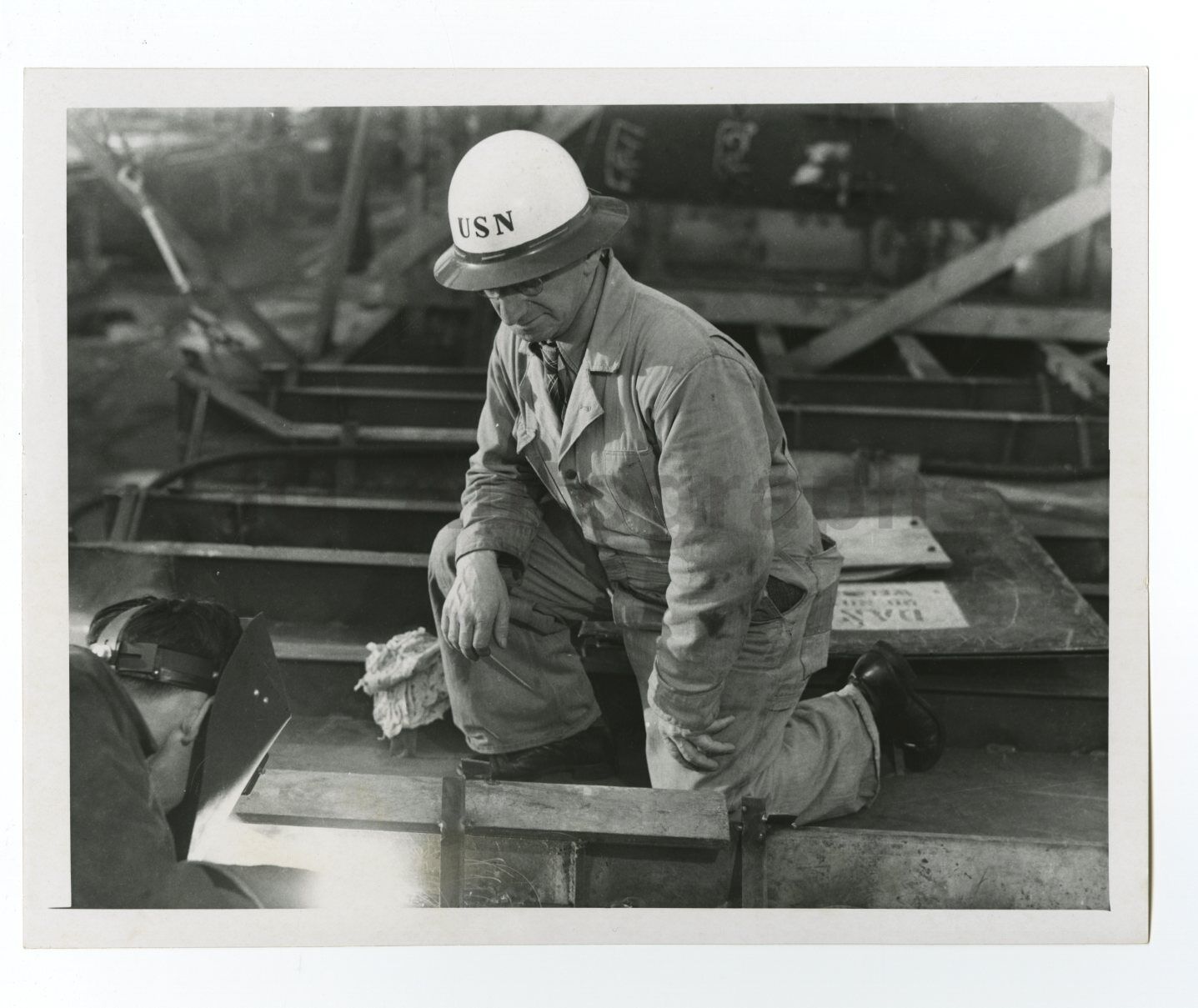 Classic Shipbuilding - Seattle Welder - Vintage 7x9 Photo Poster paintinggraph