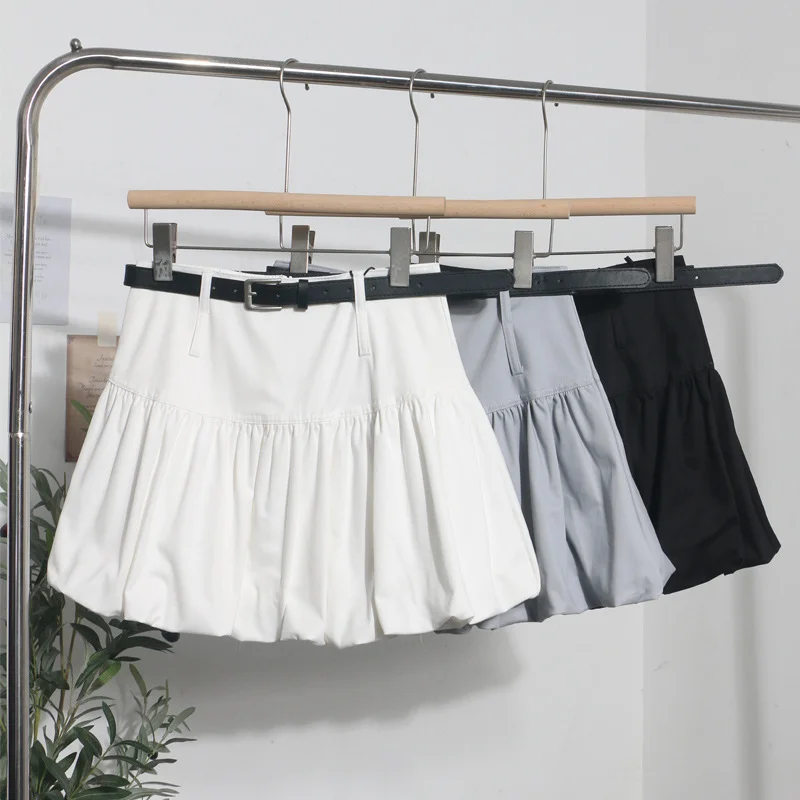 Nigikala Nigikala Shooting Flower Babe Half-Dress Woman 2025 Summer Korean Version Of High-Waisted Pony Skirt Casual A Short Skirt With Belt 8328